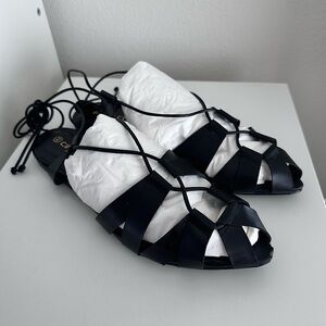 CITY CHIC BLACK POINTY TOE TIE‎ UP SANDALS